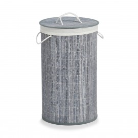 Panier a linge bois de bambou gris Zeller