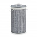 Panier a linge bois de bambou gris Zeller