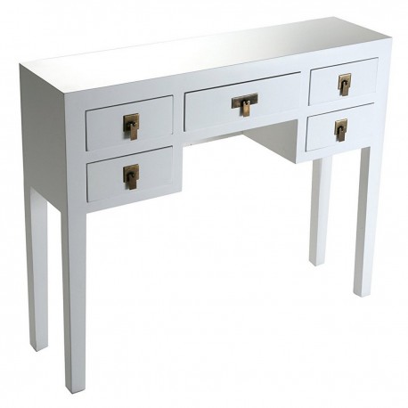 Console blanche style japonais bois Versa Eboli