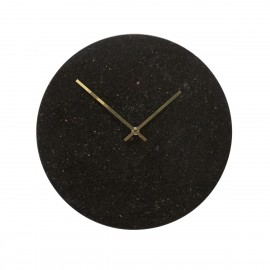 Horloge murale ronde marbre noir Hubsch