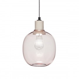 Lampe suspension ovale verre rose Hübsch