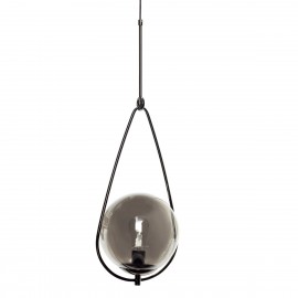 Lampe suspension design boule verre fumé Hübsch