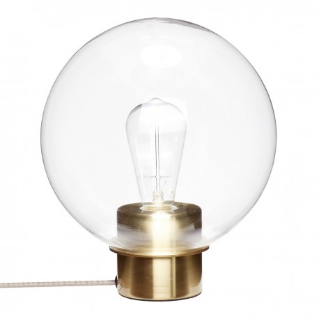 Lampe de table sphère en verre transparent laiton Hübsch