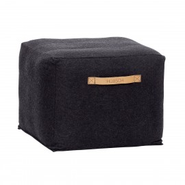Pouf design carré laine Hübsch noir