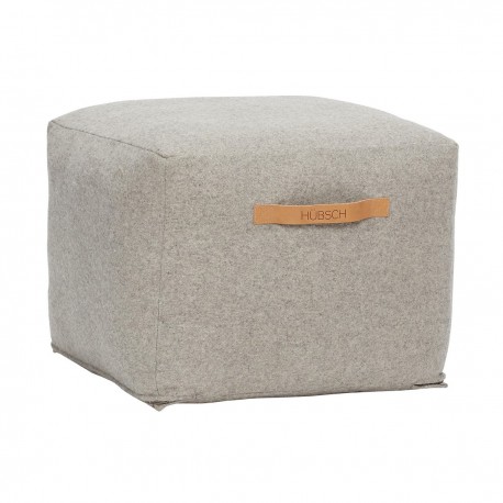 Pouf carré design laine grise Hübsch