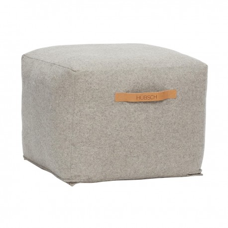 Pouf carre design laine grise Hubsch