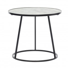 Table basse ronde marbre blanc metal noir Hubsch