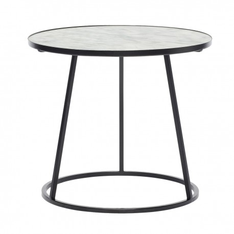 Table basse ronde marbre blanc metal noir Hubsch