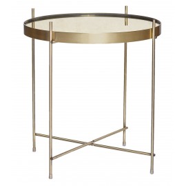 table basse ronde metal dore laiton miroir hubsch 930404