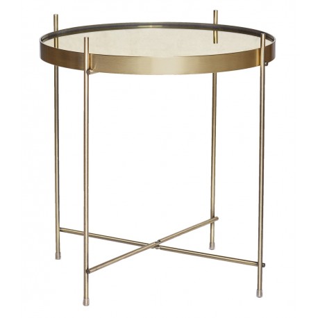 table basse ronde metal dore laiton miroir hubsch 930404