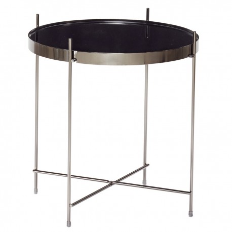 Table basse ronde métal doré miroir noir Hubsch