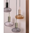 Lampe suspension Gambi Eno Studio verre teinté gris métal noir