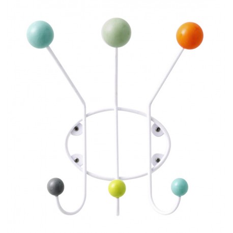 Porte-manteau mural boules multicolores Superliving 3 patères