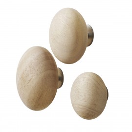 set de 3 pateres rondes en bois de chene superliving punto