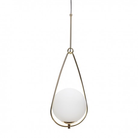 Suspension art deco laiton boule blanche goutte hubsch