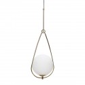 Suspension art deco laiton boule blanche goutte hubsch