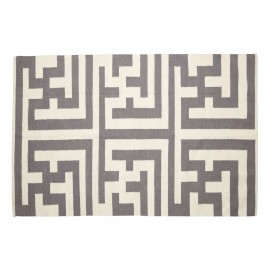 Tapis gris naturel laine Labyrinthe Hubsch 120 x 180 cm