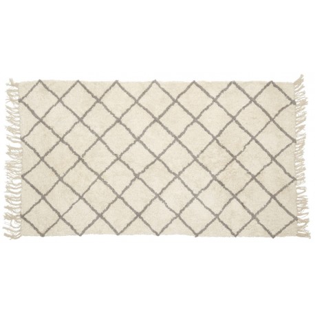 Tapis géométrique blanc gris Hübsch 90 x 150 cm