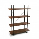 etagere 4 niveaux bois et metal noir versa