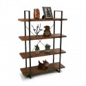 etagere 4 niveaux bois et metal noir versa