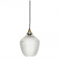 Suspension vintage en verre transparent laiton Hubsch