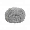 Pouf rond tresse mailles coton noir blanc Hubsch