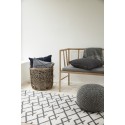 Pouf rond tresse mailles coton noir blanc Hubsch