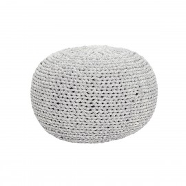 Pouf rond tressé coton gris blanc Hübsch