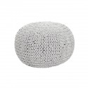 Pouf rond tressé coton gris blanc Hübsch