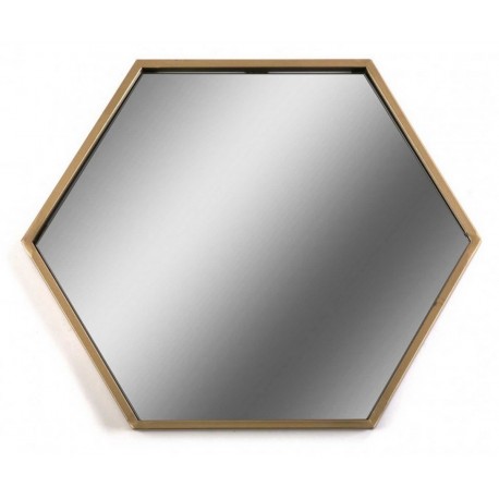 Miroir mural hexagonal métal laiton Versa