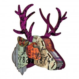 Tête de cerf trophée mural bois Miho Purple Branch