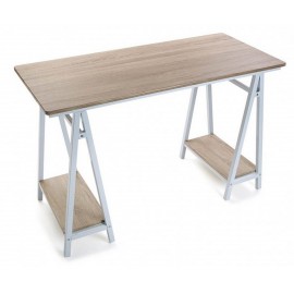 Table de bureau bois clair métal blanc Versa Mitte