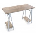 Table de bureau bois clair métal blanc Versa Mitte