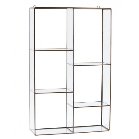 Etagere vitrine murale en verre et laiton House Doctor Keeper