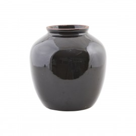 Vase noir gres emaille brillant House Doctor Shine