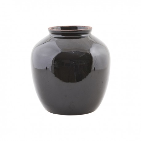 Vase noir gres emaille brillant House Doctor Shine