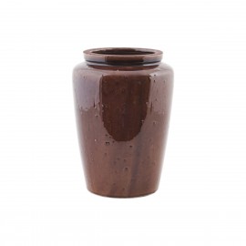 Vase pot en gres emaille marron House Doctor Cone