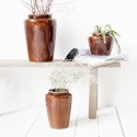 Vase pot en gres emaille marron House Doctor Cone