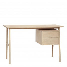 Table de bureau bois chêne clair 2 tiroirs Hübsch