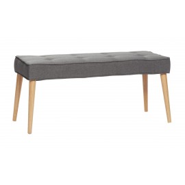 Banc scandinave bois et tissu gris hubsch