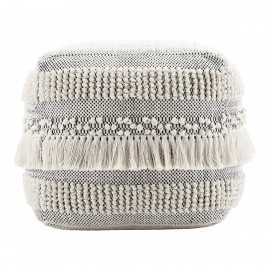 Pouf coton beige franges House Doctor Life