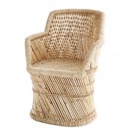 Fauteuil bois bambou naturel tressé rétro Madam Stoltz