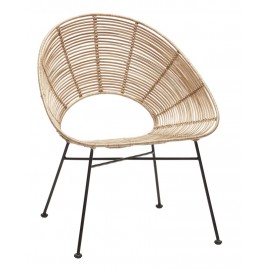 Hübsch Design-Sessel aus natürlichem Rattan-Metall