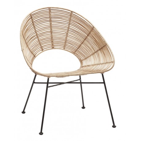 Fauteuil design en rotin naturel Hübsch