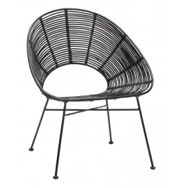 Hübsch Design-Sessel aus schwarzem Rattan-Metall