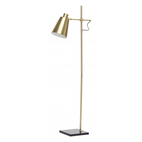 Lampadaire metal dore laiton pietement marbre noir hubsch