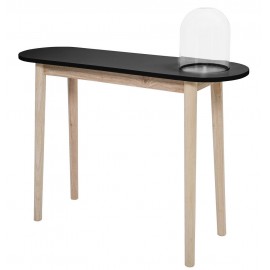 Table console bois nature et noir avec cloche en verre bloomingville