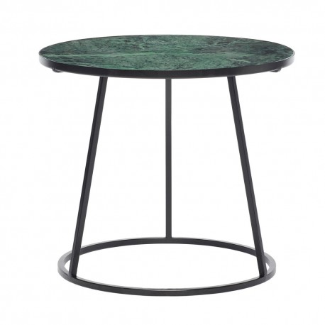 Table basse ronde marbre vert métal noir Hübsch