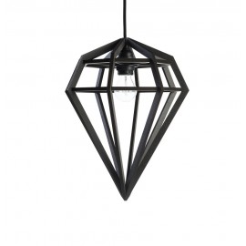 Lampe suspension diamant bois noir Aveva Design Raw