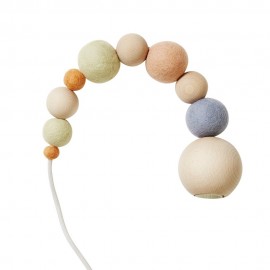 Lampe suspension perles bois laine feutrée Aveva Design Wow pastel
